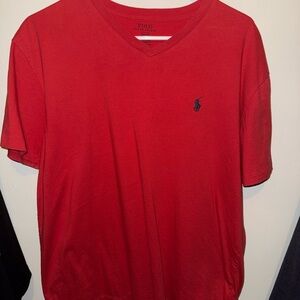 Polo by Ralph Lauren Men's Red Short Sleeve V Tee